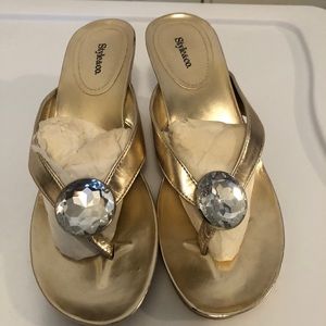 Gold wedge sandals